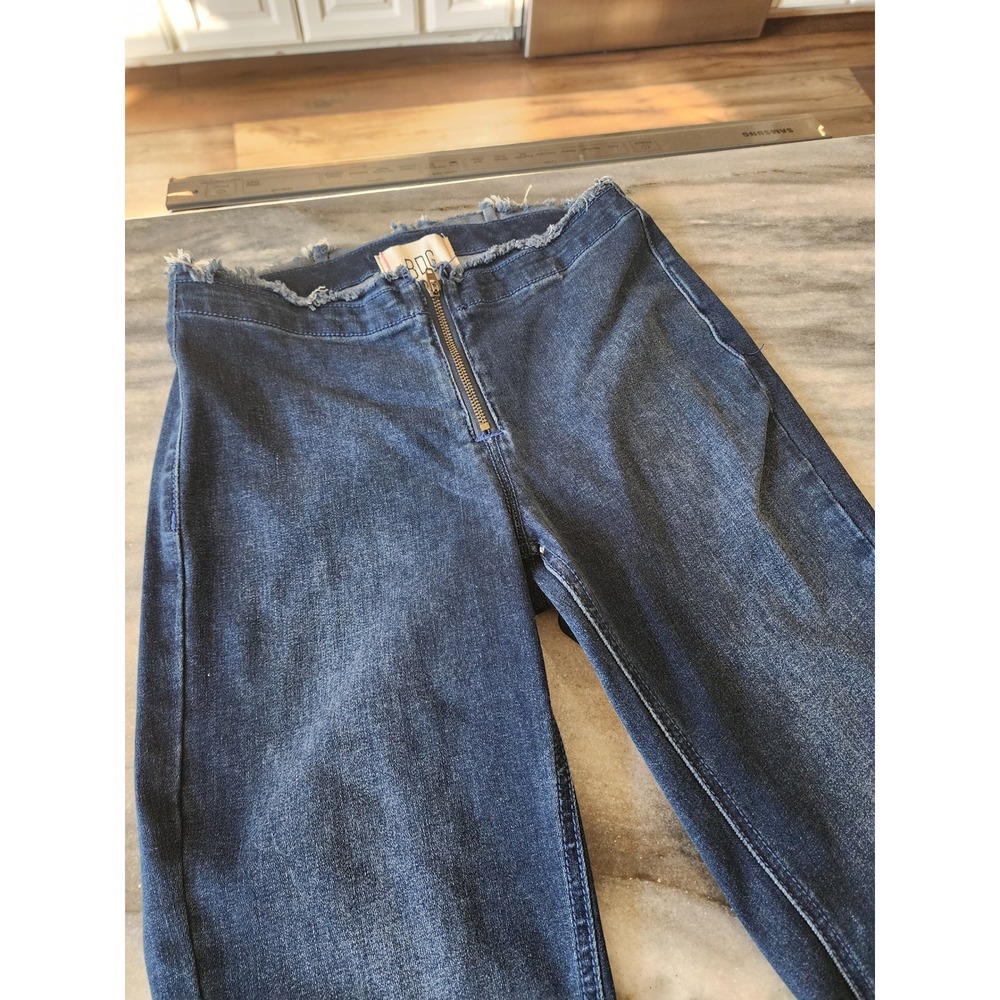 BDG Urban Outfitters Women 25 Blue Exposed Zip Raw Hem Flare Jeans